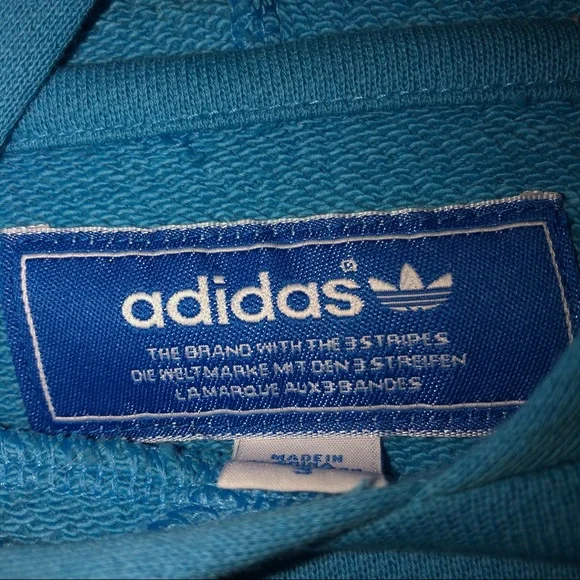 Adidas Blue and White Striped Pullover Hoodie - Picture 6 of 12